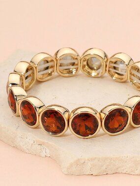 Gem Beaded Stretch Bracelet - Amber or Blue